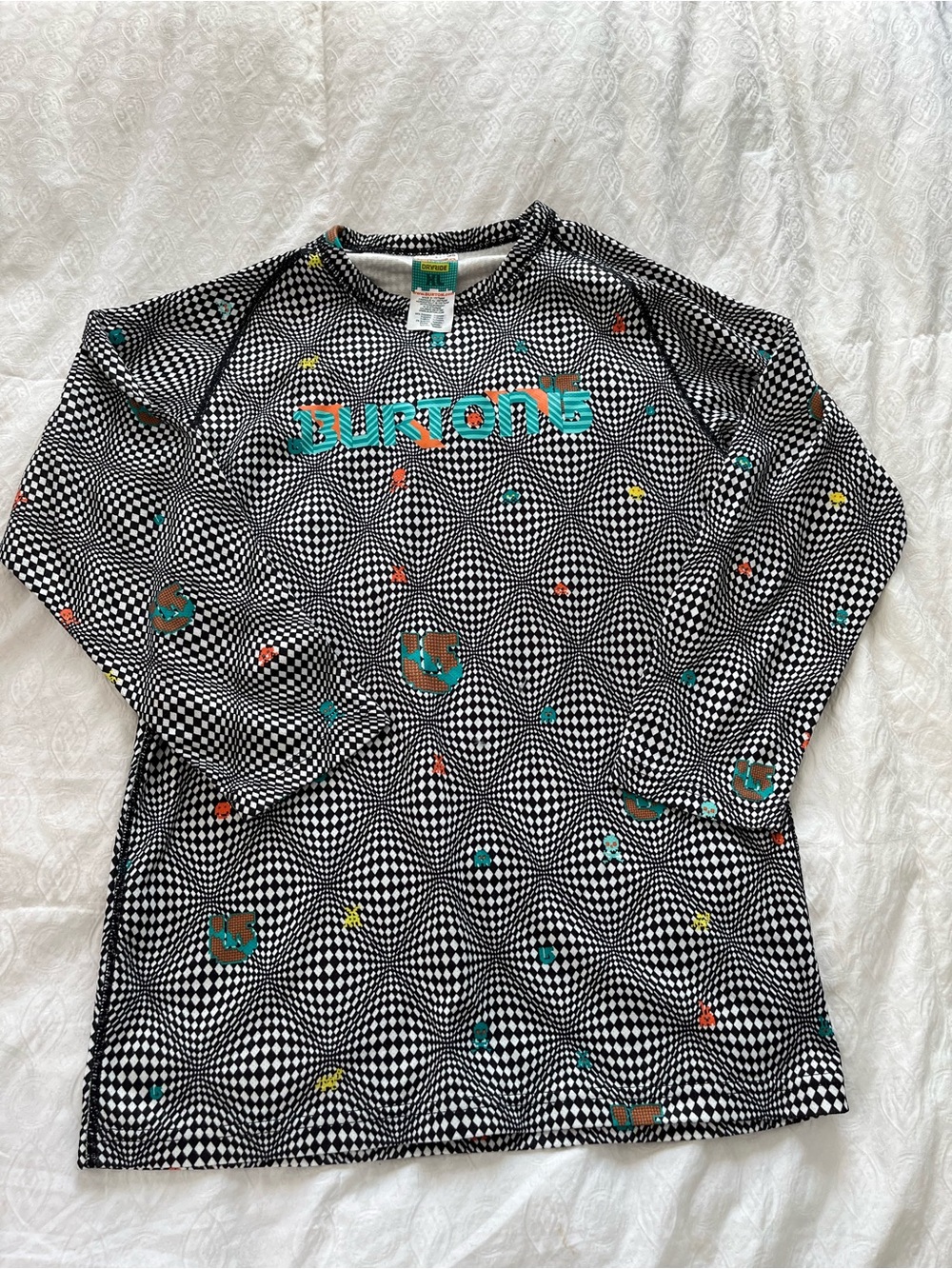 Burton Black Geometric Long-Sleeve Rash Guard with Teal Logo size XL Dry ride